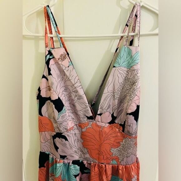 Lulu’s Dreamy Blooms Navy Blue Multi Floral Print Tiered Maxi Dress SZ M - Picture 6 of 14
